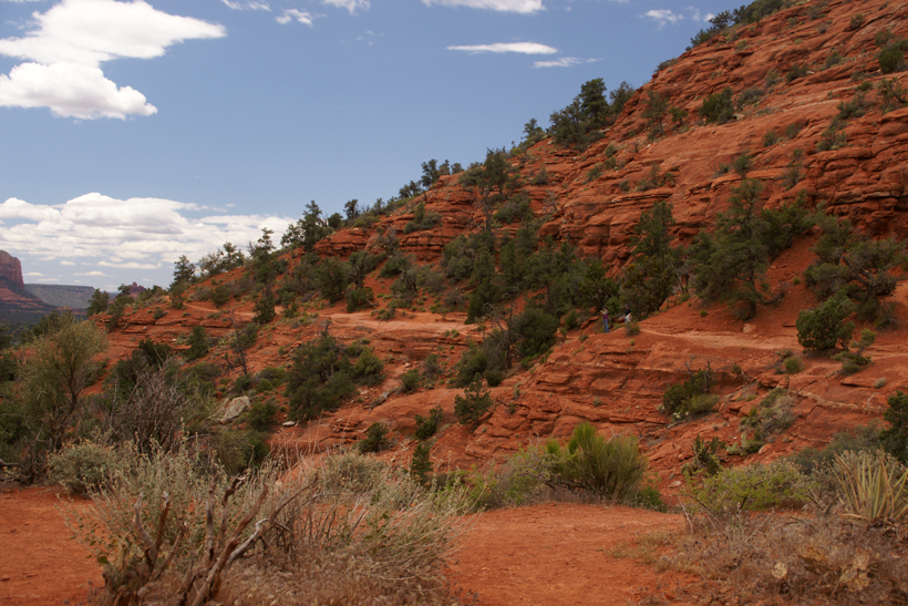 Beginning of Airport Loop Trail, showing the slanted and steep portions of the trail.