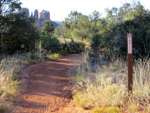 Looking Back (North) Along Bell rock Pathway.  Note Cathedral Rock on the Horizon